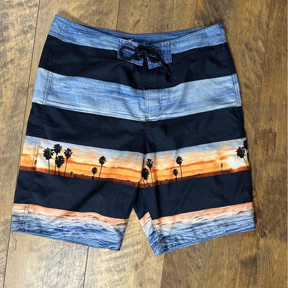 HOLLISTER Men’s Striped Swim Trunks, Size L